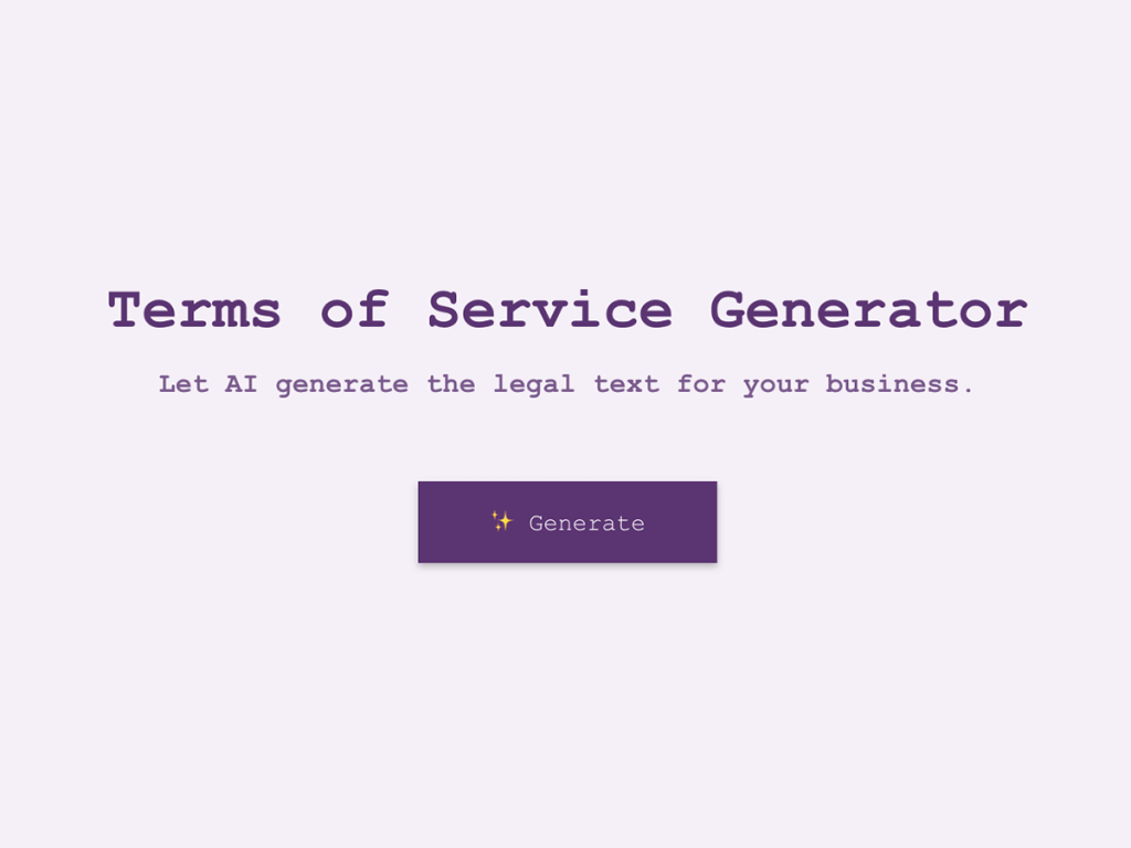 Terms of Service AI Generator Template.