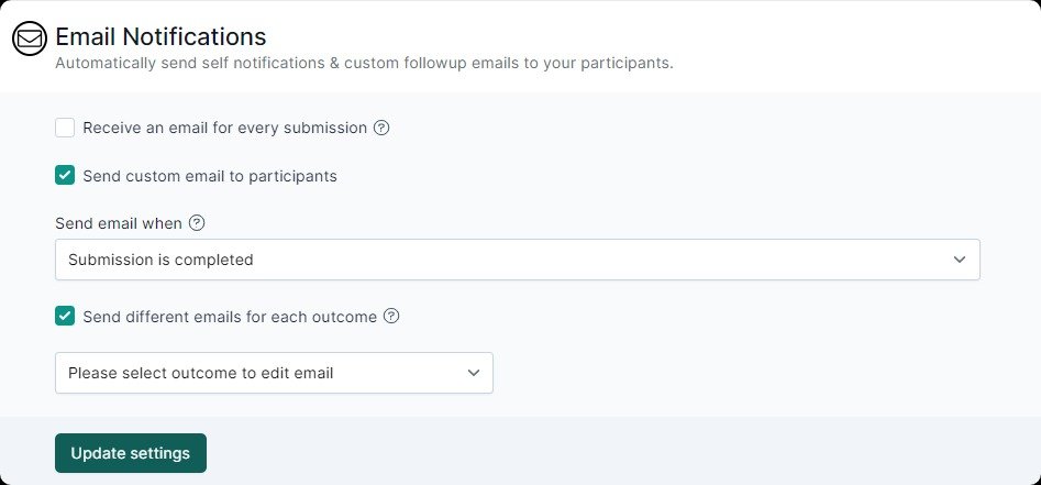Email Personalized Product Recommendation Quiz Results.