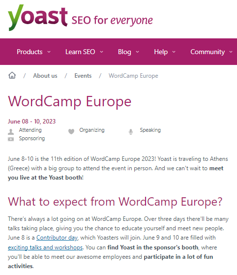 yoast event.