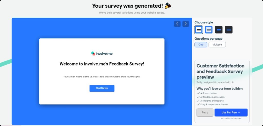 Use AI to Create NPS Survey Within Minutes | involve.me