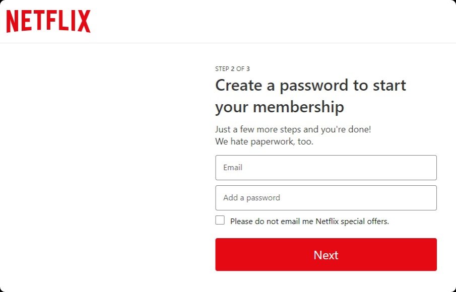 Netflix sign up.