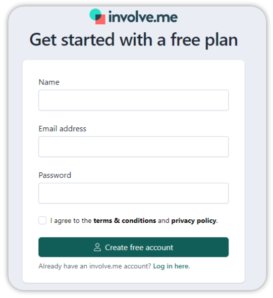 involve.me sign up.