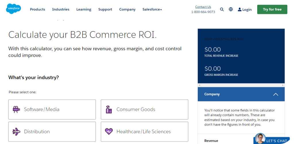 Salesforce's B2B ROI Calculator.