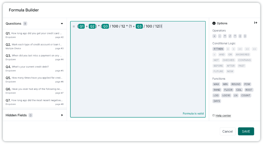 formula builder involve.me.