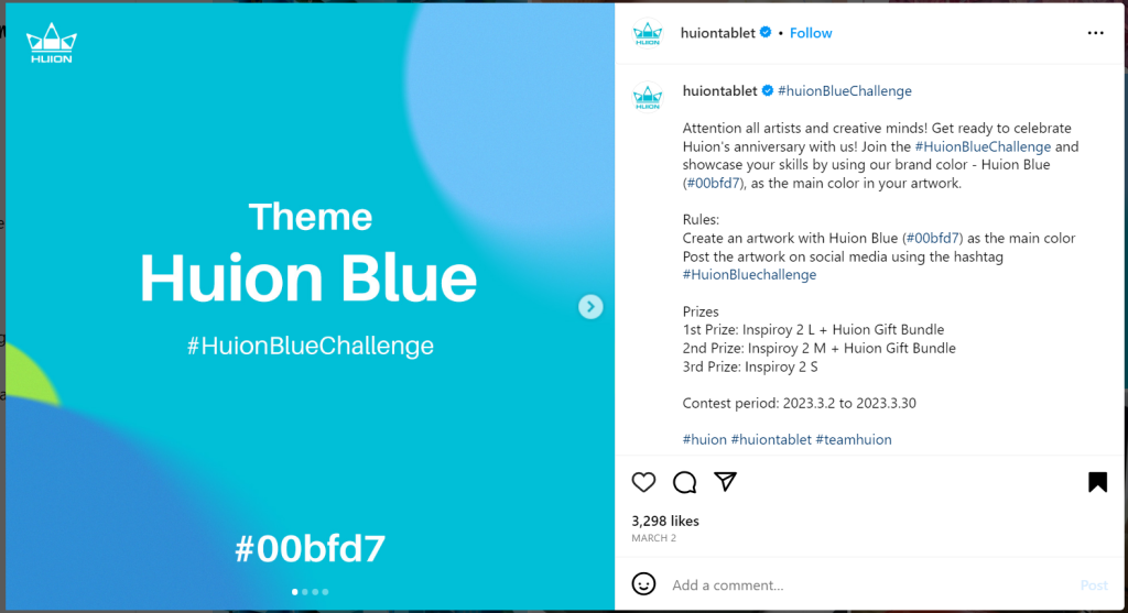 huion blue challenge.