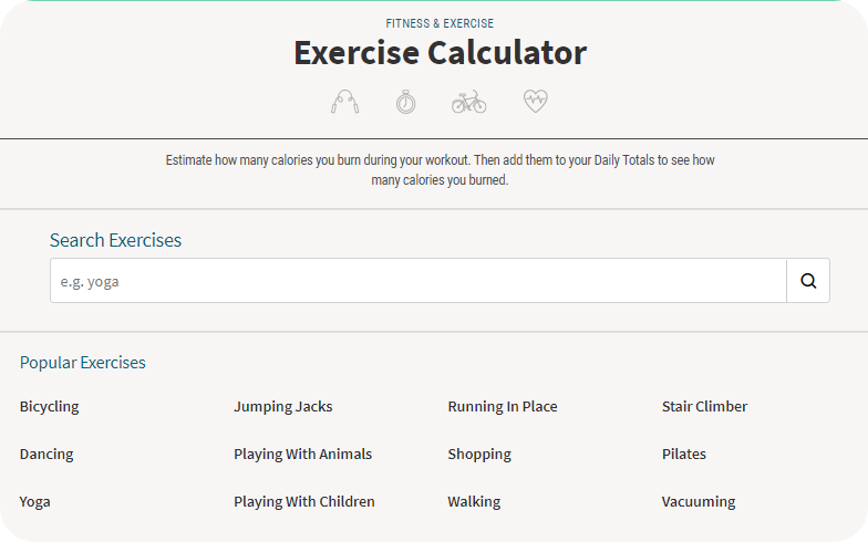 exercise calculator.