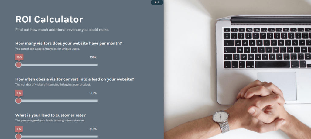 ROI calculator built with involve.me.