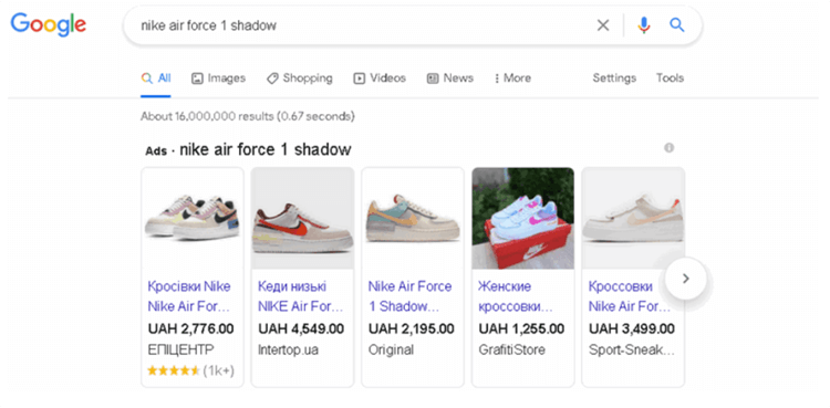 google shopping ads.