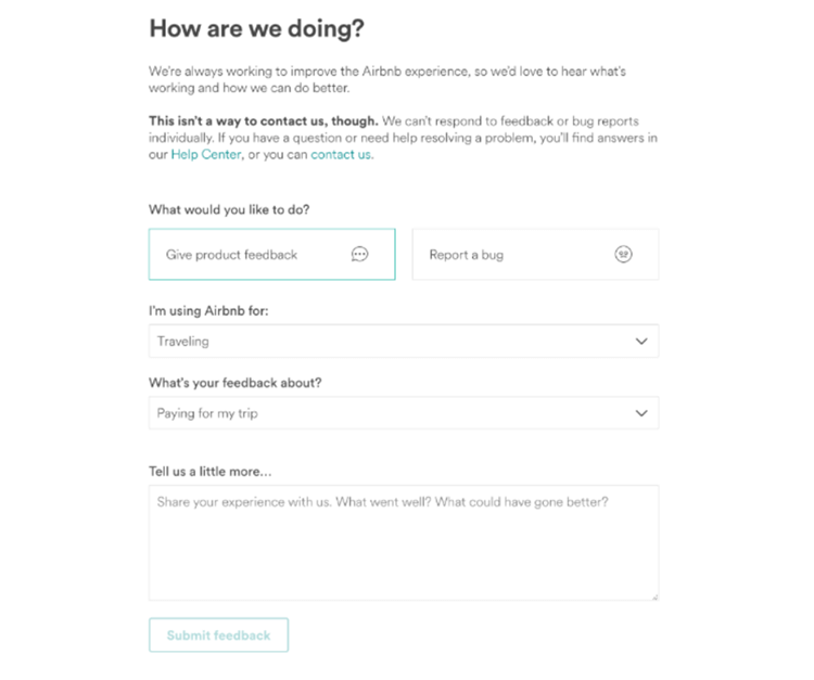 airbnb feedback survey after stay.