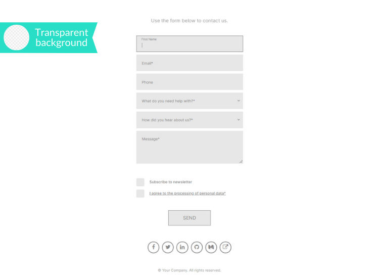 Failproof Transparent Contact Form Template.