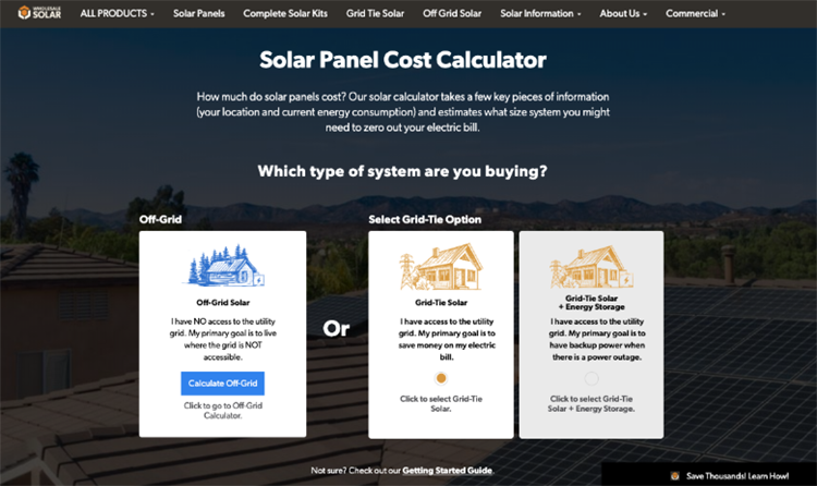 solar panel cost calculator.