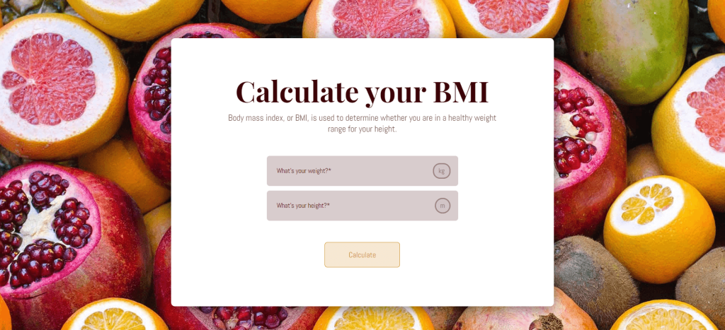 BMI calculator in involve.me editor.