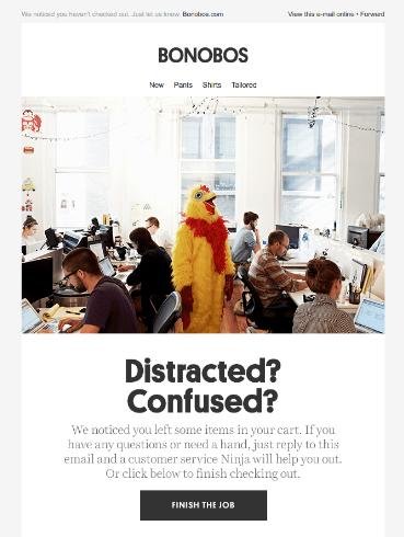 Bonobos saving cart abandoning email.