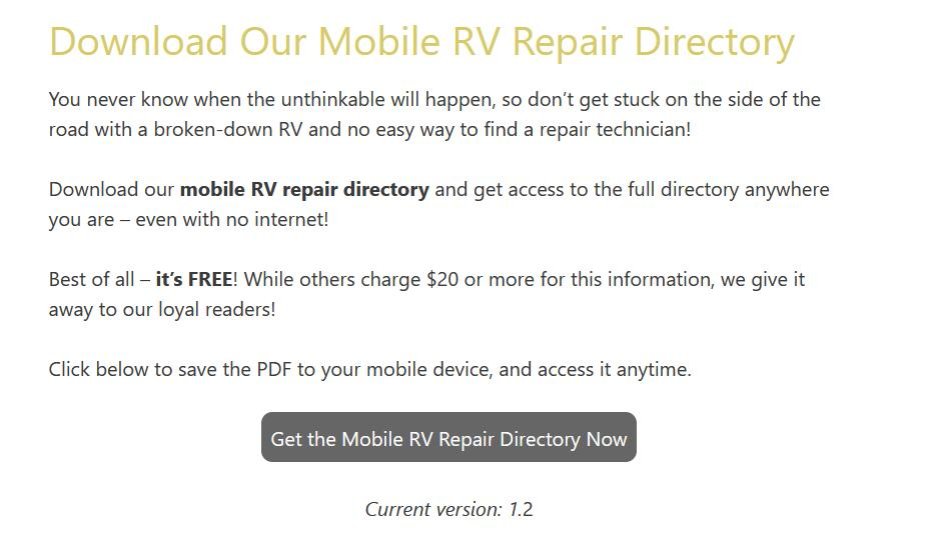 RV repair directory.