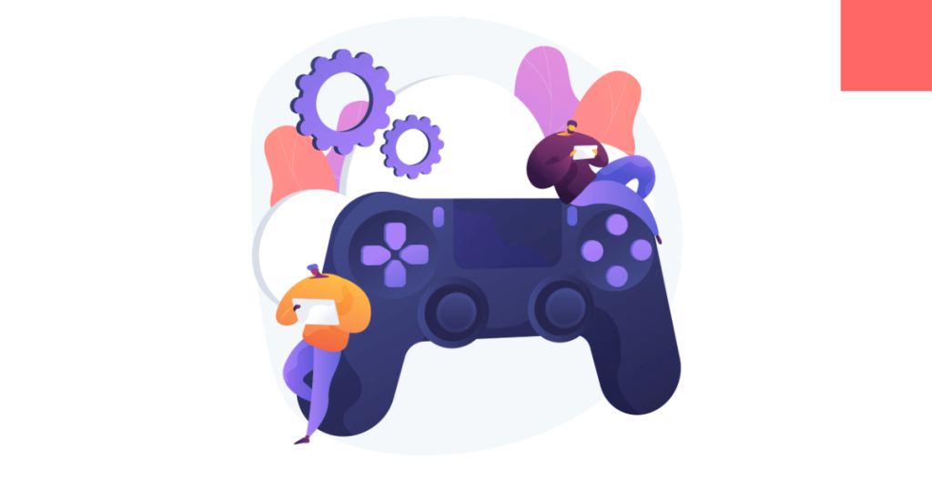 illustration of controller and people on their devices.