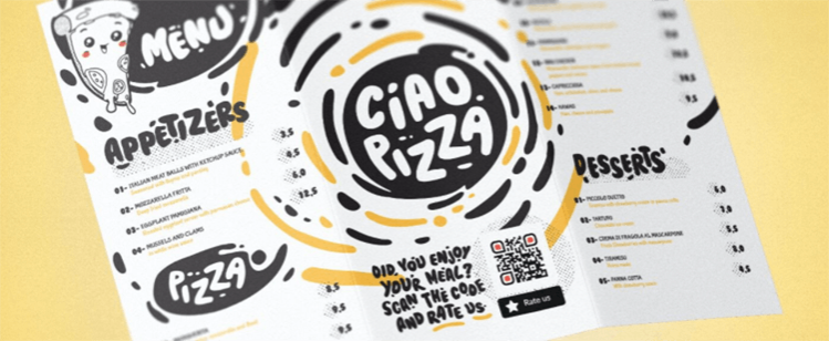 Ciao Pizza QR codes for menu.