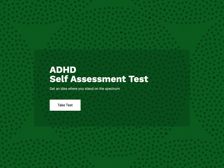 ADHD self-assessment test template.