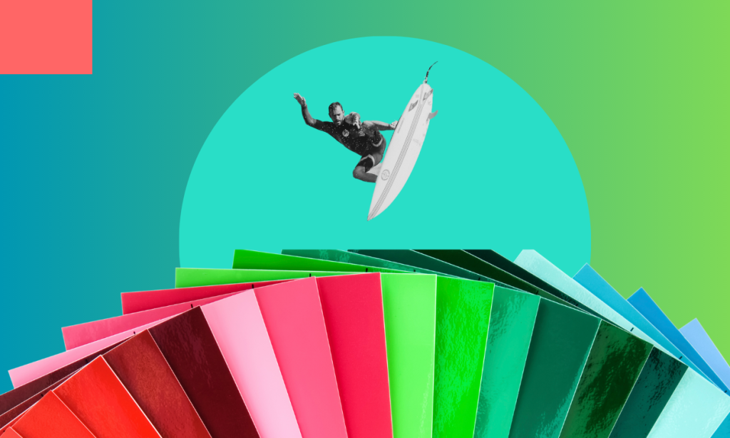 surfer on the colorful wave.