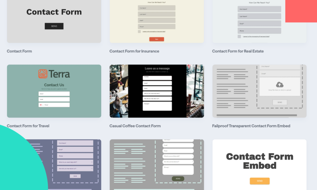 contact form template.