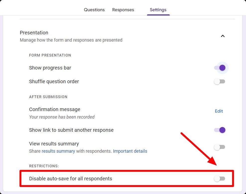 Does Google Forms Save Progress.