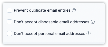 prevent duplicate email entries.