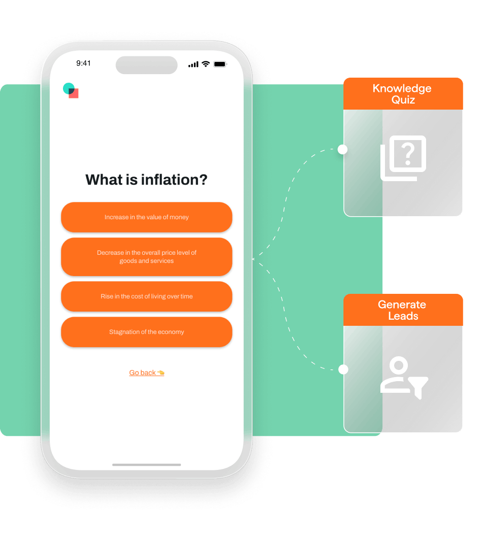 Mobile money knowledge quiz displaying question and answers about inflation.