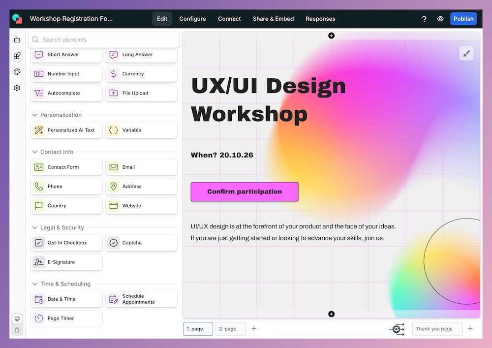 customize involve.me form.