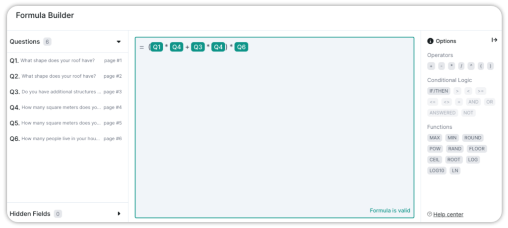 custom calculator formula example.