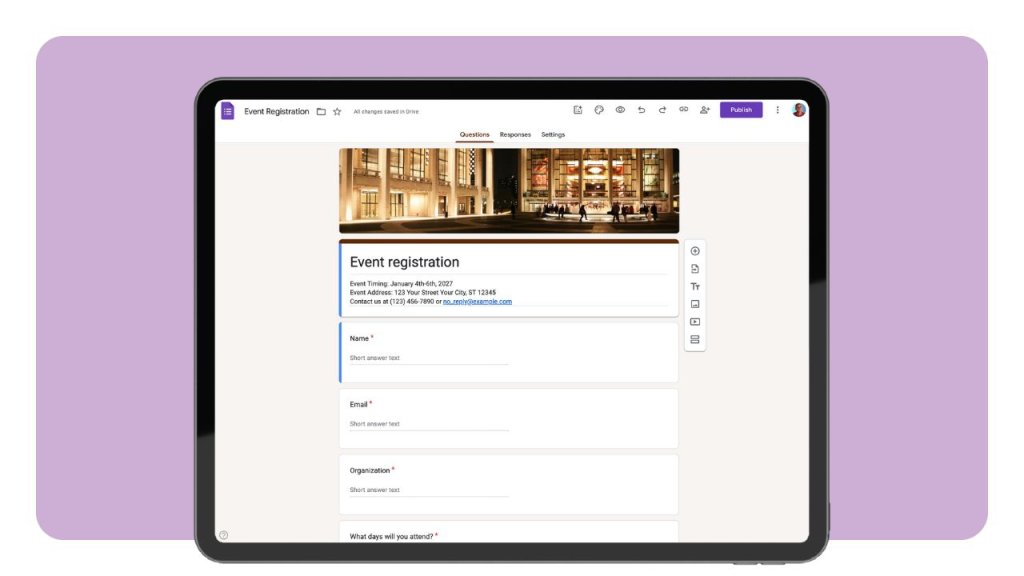 Google Forms event registration example.