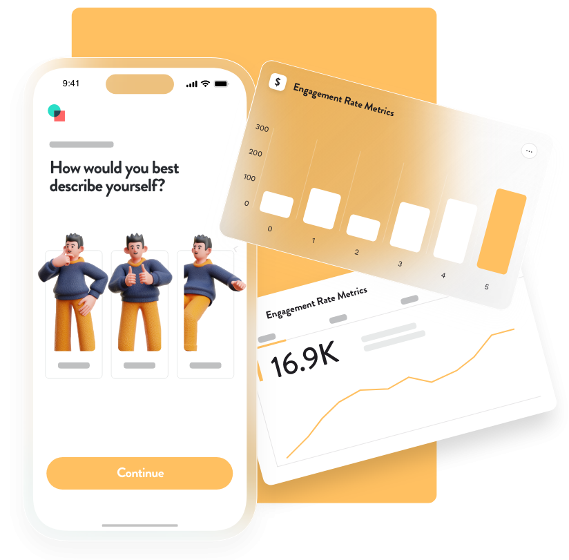 engagement analytics and survey illustration.