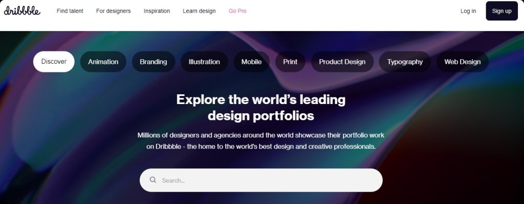 Dribbble landing page.