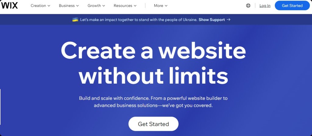 wix website landing page.