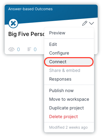 Connect option in involve.me.
