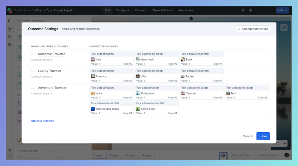 involve.me answer-based outcomes.