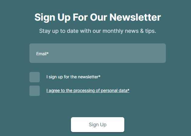 signup newsletter form.