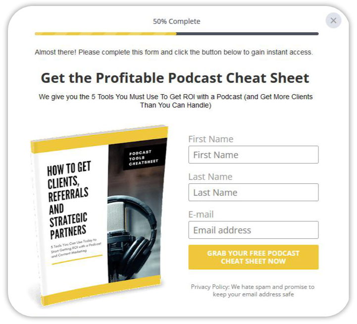 podcast cheat sheet example.