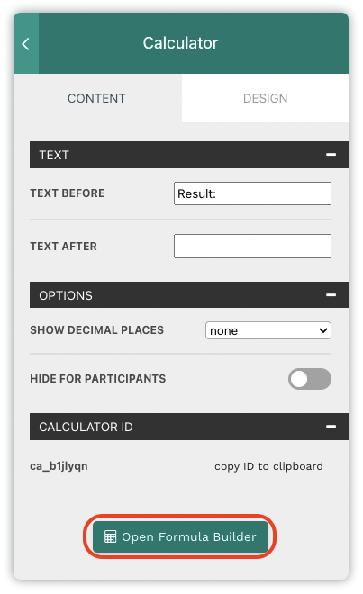 calculator content element.