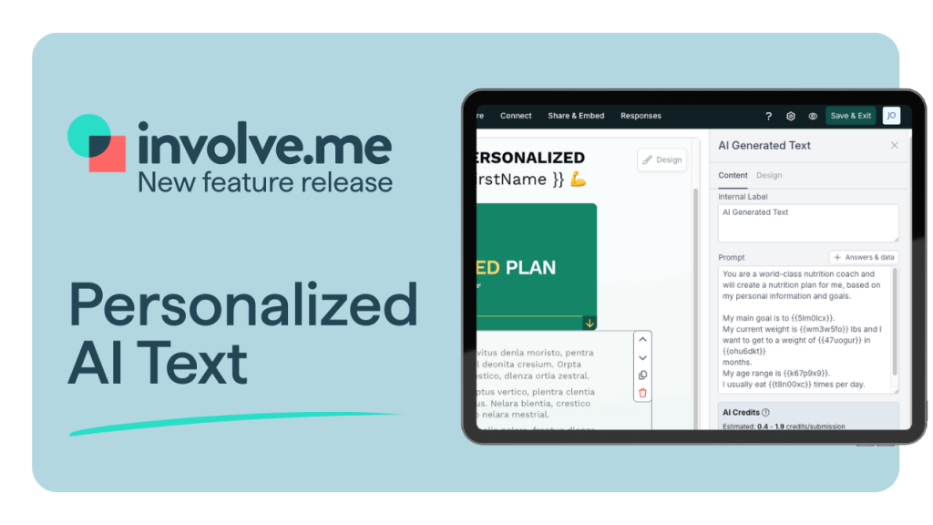 involve.me personalized AI text press release.