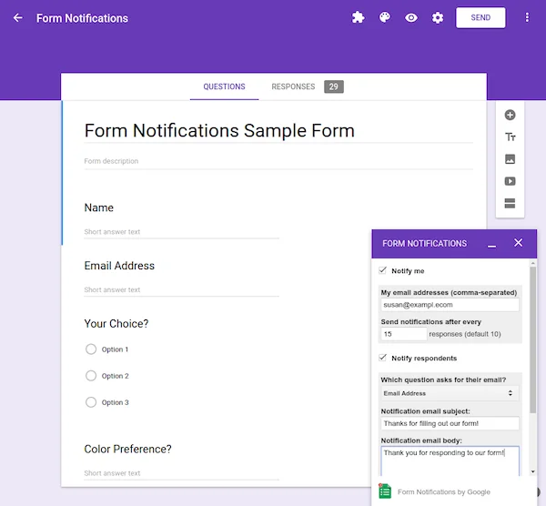Google Forms interface.