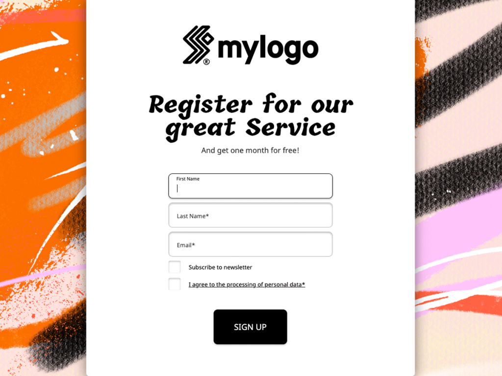 service registration form.