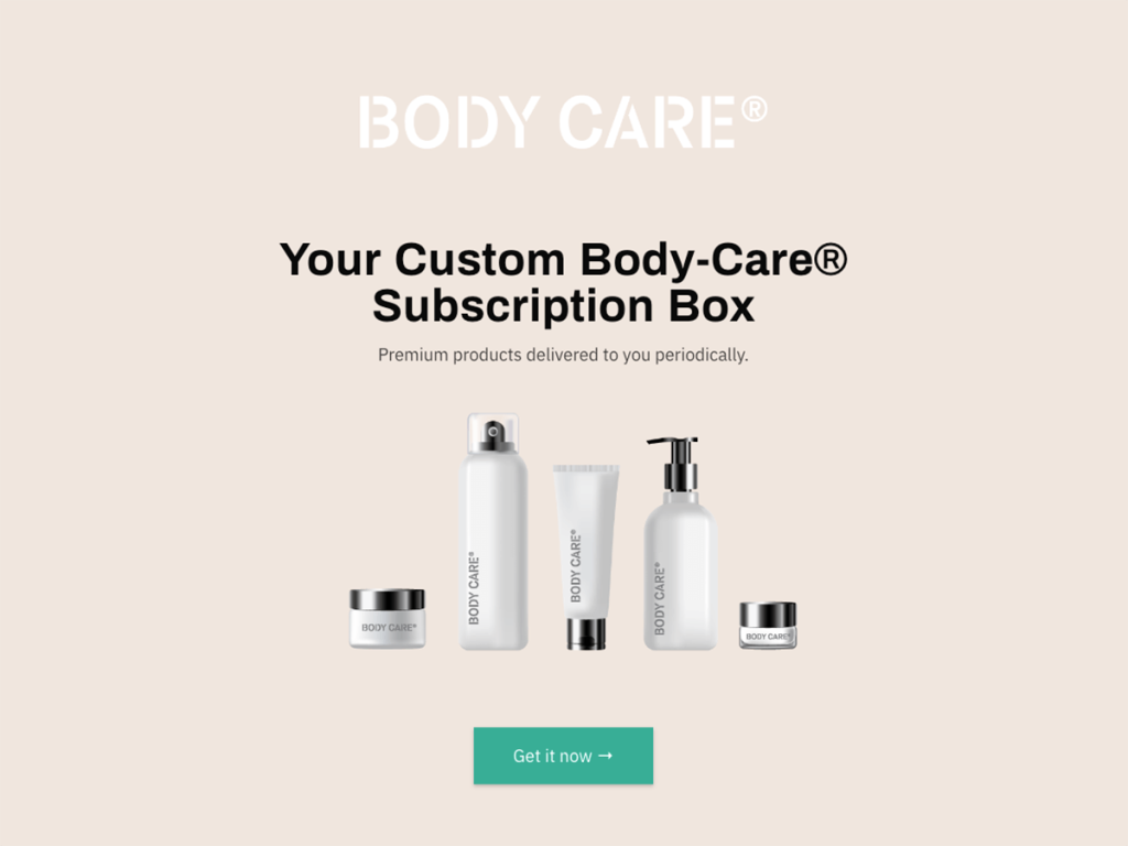 body care products template page.