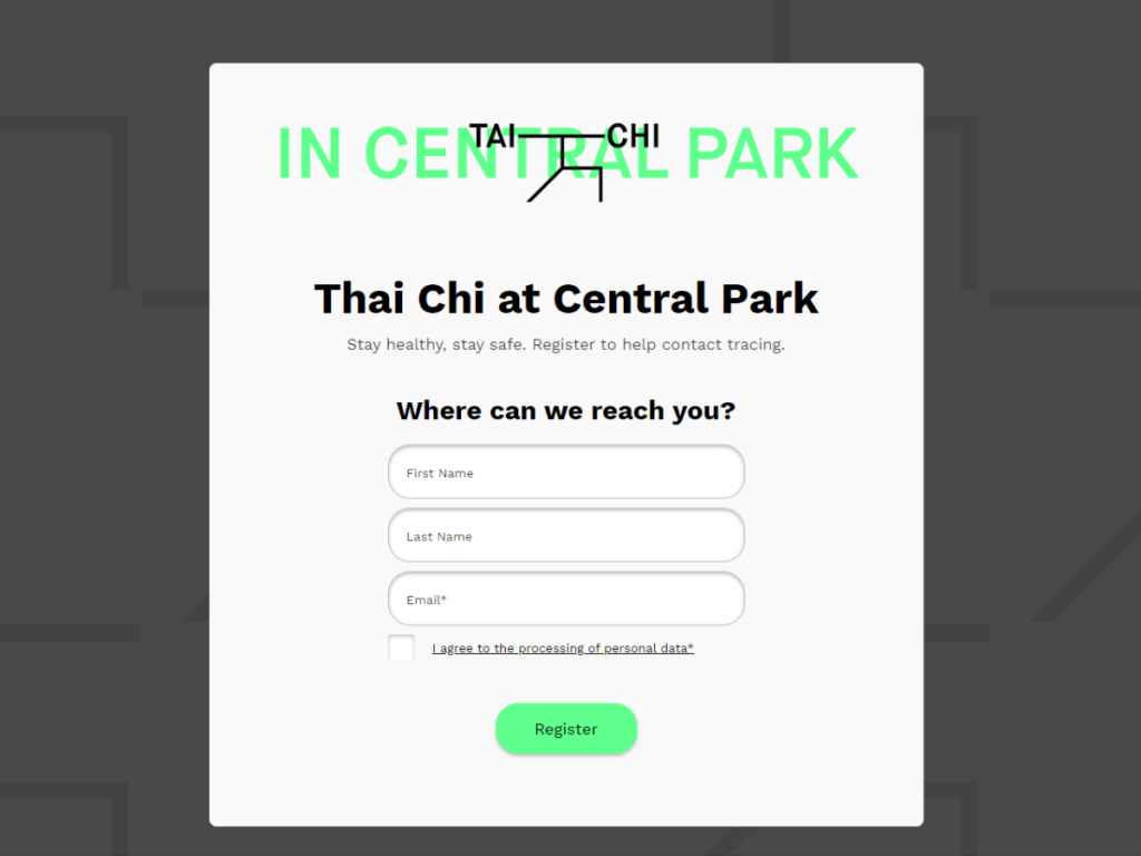 thai chi in central park contact form template.