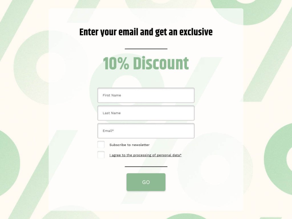 email collection 10% discount demplate.