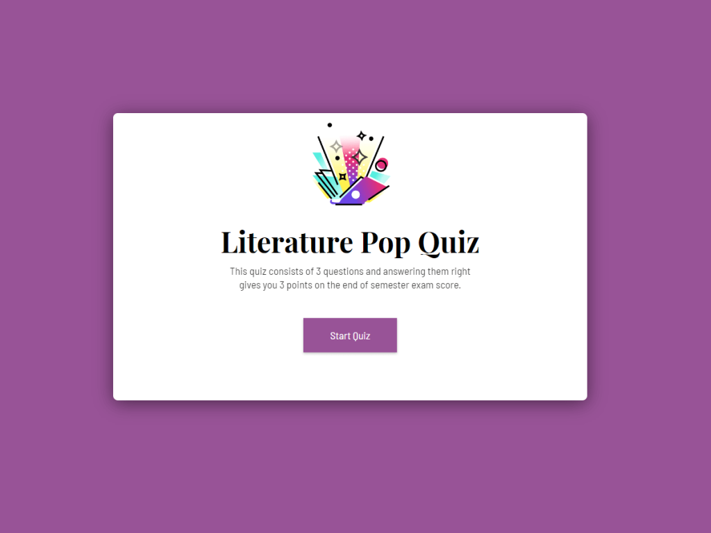 litrature pop quiz.