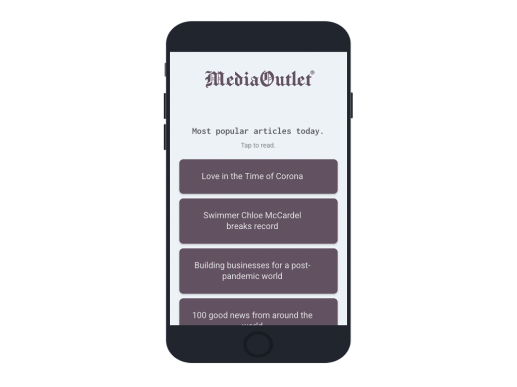 mobile phone media outlet article list template.