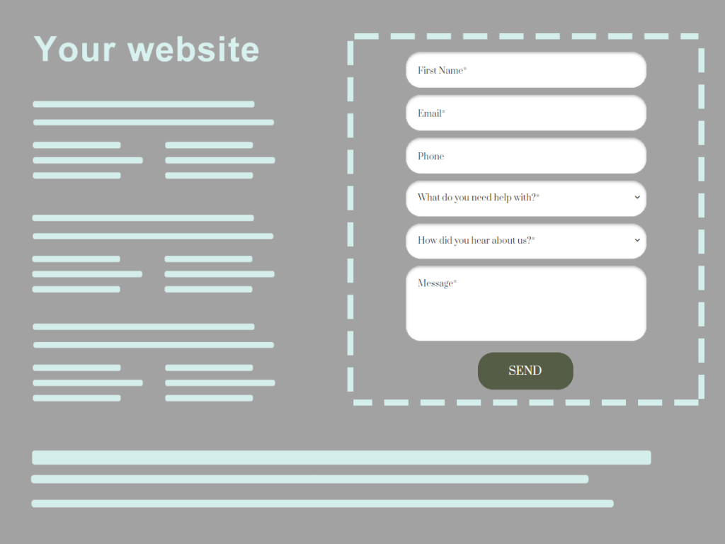 registration form embedded on a website illustration grey.