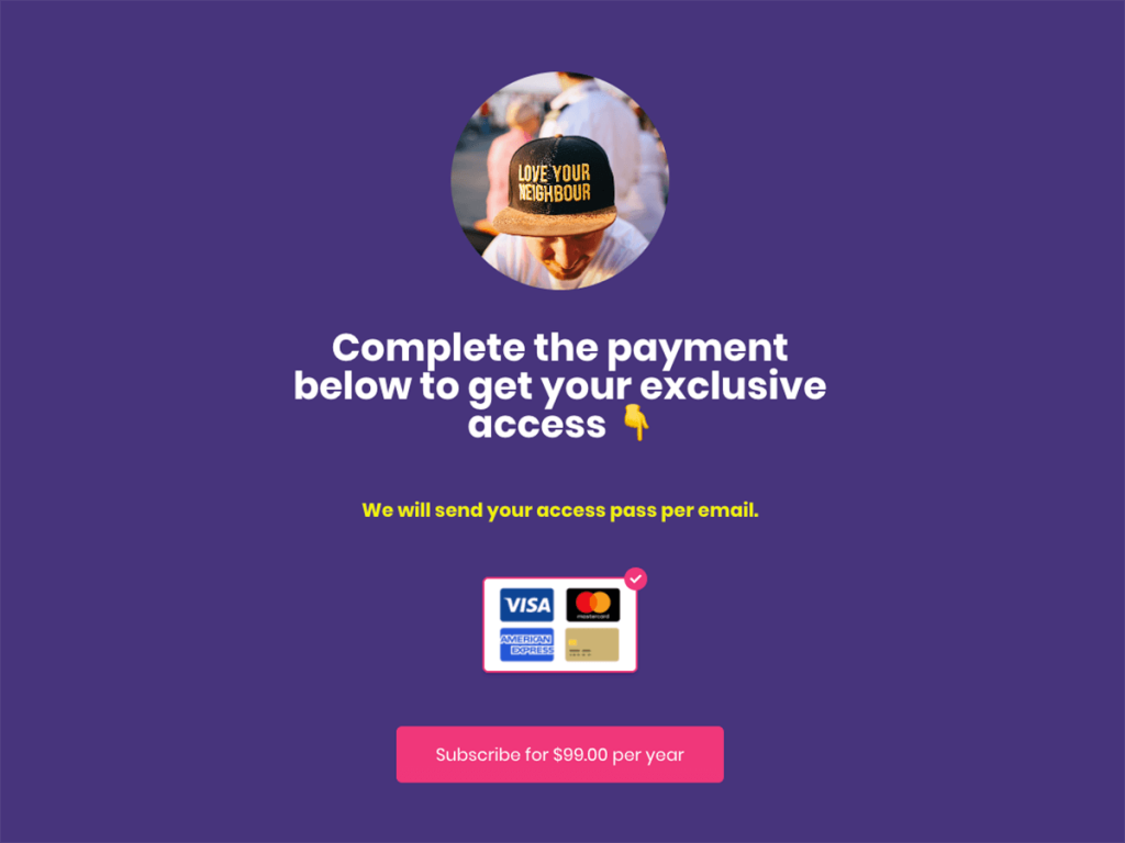 payment page template.