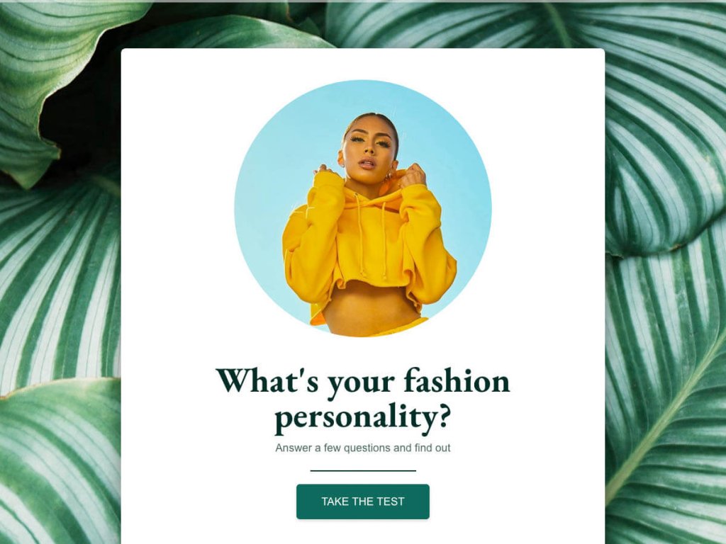 fashion personality quiz template.