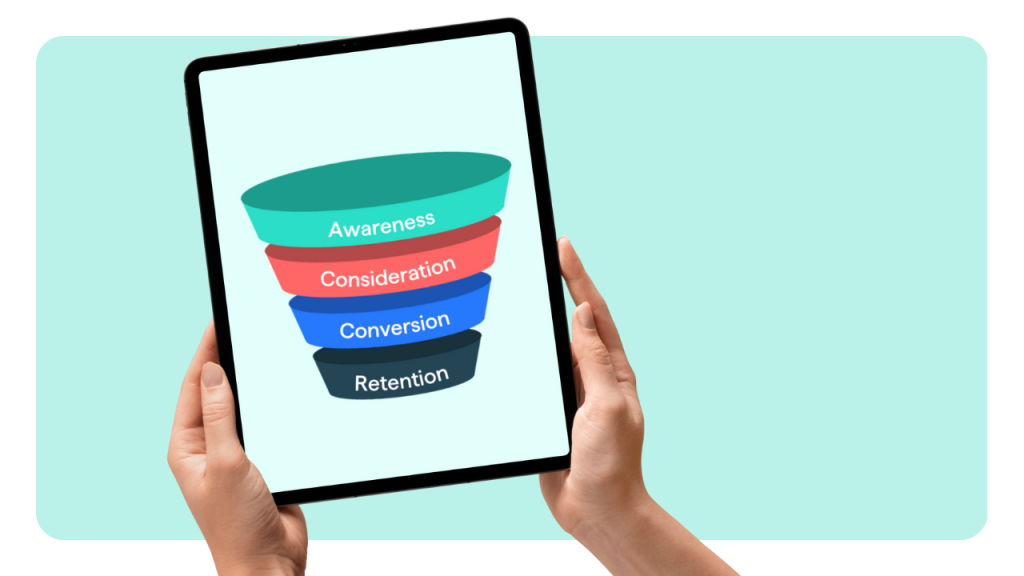 illustration of a funnel on an ipad.